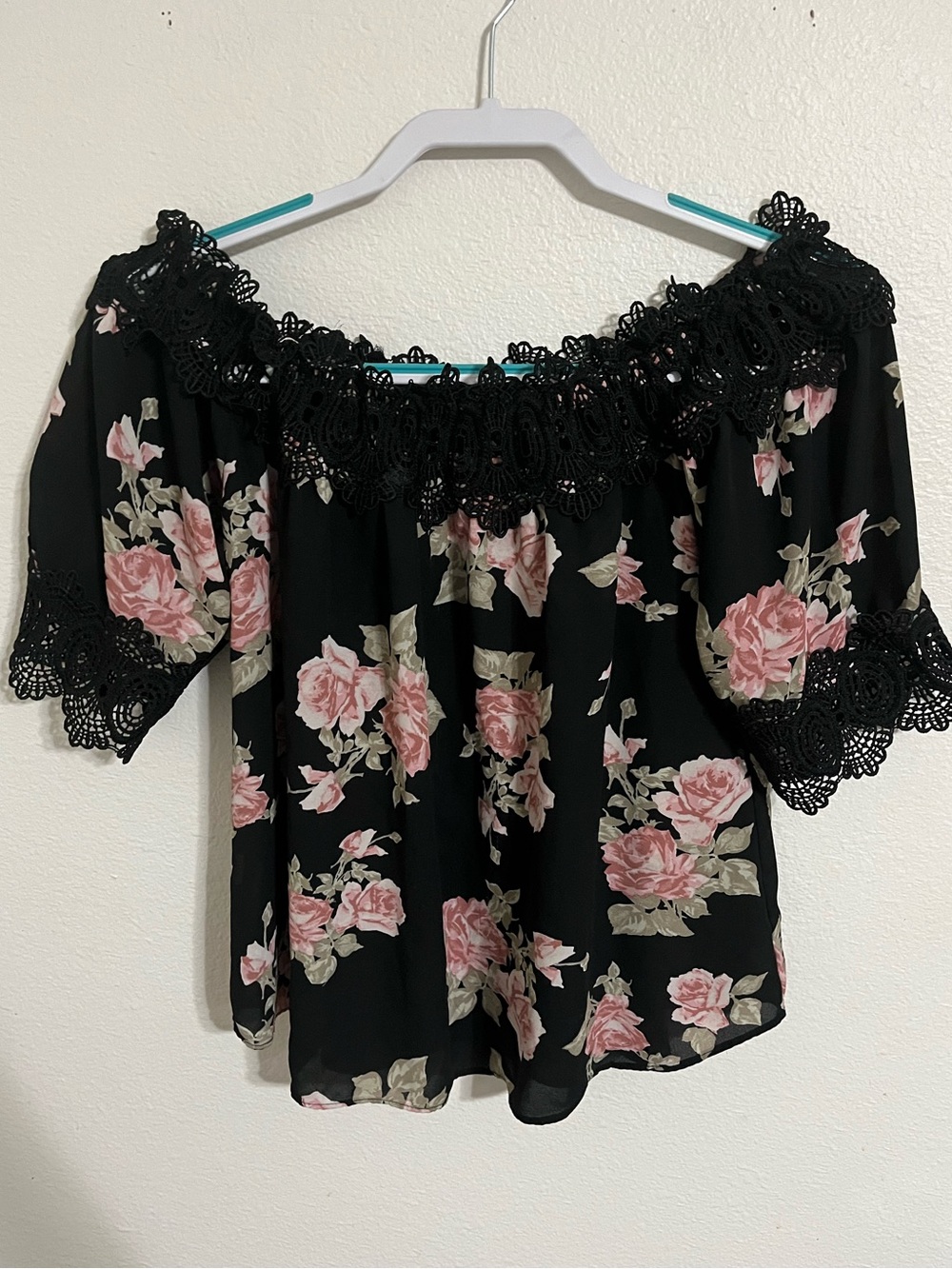 IZ Byer Off Shoulder Floral Top